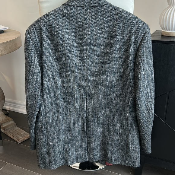 Moores Harris Tweed Blue Gray Wool Blazer Men’s 44R Single Breasted Sportscoat - Picture 14 of 16